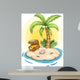 Cartoon Island with Treasure Chest Wall Decal