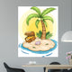 Cartoon Island with Treasure Chest Wall Decal