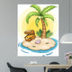 Cartoon Island with Treasure Chest Wall Decal