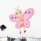 Jumping Cartoon Butterfly Wall Decal