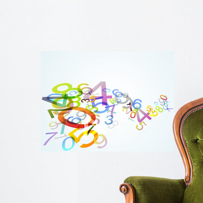 Colored Numbers Wall Decal shown on a wall