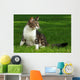 Cat Playing Outdoors Grass Wall Decal