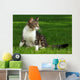 Cat Playing Outdoors Grass Wall Decal