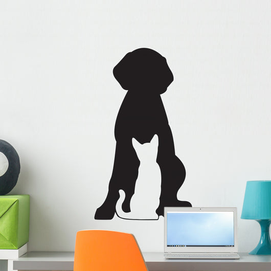 Dog and Cat Silhouettes (Front) Wall Decal