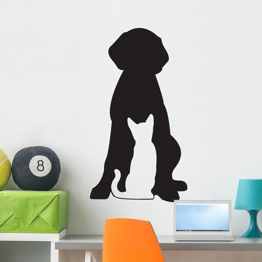 Dog and Cat Silhouettes (Front) Wall Decal