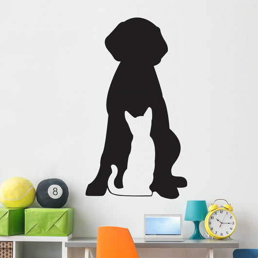 Dog and Cat Silhouettes (Front) Wall Decal