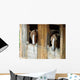 Horses in Barn Looking Outside Wall Decal