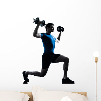 Man Exercising Weight Training Wall Decal shown on a wall