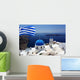 Santorini Island with Flag Wall Decal