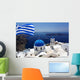 Santorini Island with Flag Wall Decal