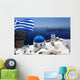 Santorini Island with Flag Wall Decal