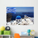 Santorini Island with Flag Wall Decal