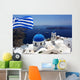 Santorini Island with Flag Wall Decal