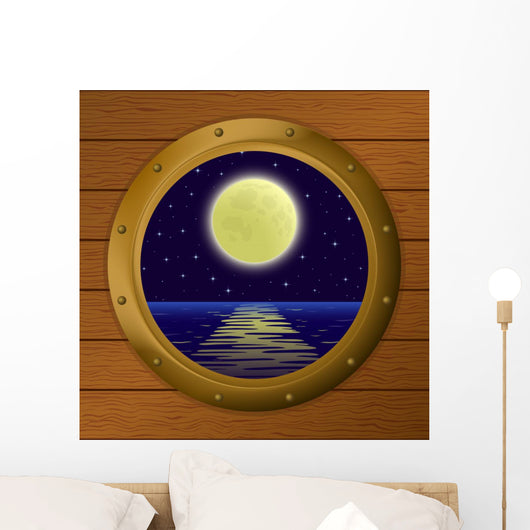 Window with Moon Wall Decal