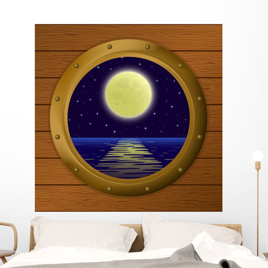 Window with Moon Wall Decal