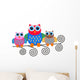 Colorful Family of Cartoon Owls Wall Decal
