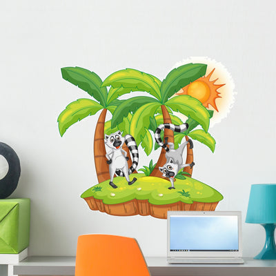 Lemur Island Wall Decal shown on a wall