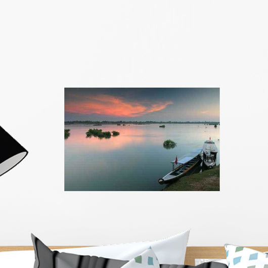 Mekong River and Boats Landscape Wall Decal