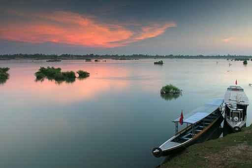 Mekong River and Boats Landscape Wall Decal