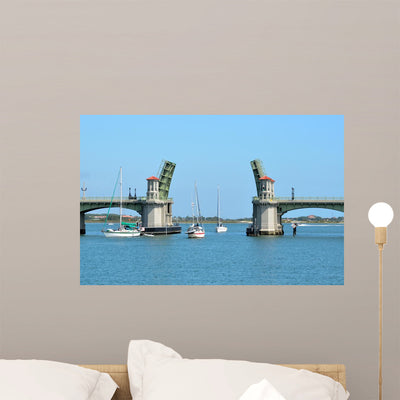 St Augustine Bridge of Lions Drawbridge Wall Decal shown on a wall