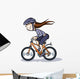 Cartoon Girl Bike Wall Decal