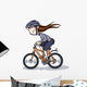 Cartoon Girl Bike Wall Decal