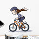 Cartoon Girl Bike Wall Decal