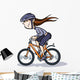 Cartoon Girl Bike Wall Decal
