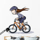 Cartoon Girl Bike Wall Decal