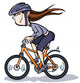 Cartoon Girl Bike Wall Decal