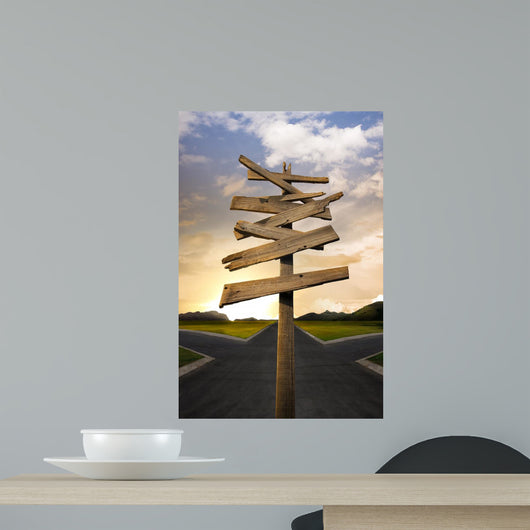 Crossroads with Confusing Directional Wall Decal