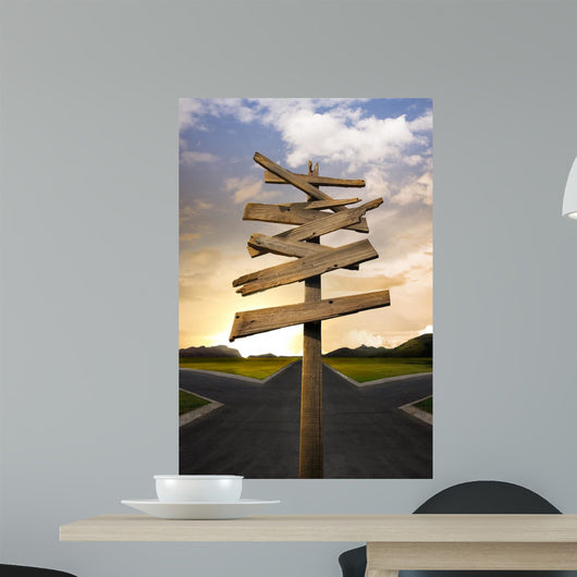 Crossroads with Confusing Directional Wall Decal