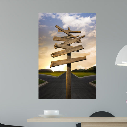 Crossroads with Confusing Directional Wall Decal