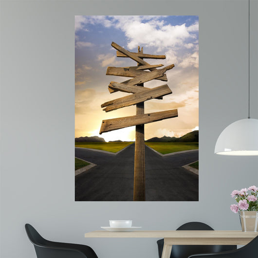 Crossroads with Confusing Directional Wall Decal