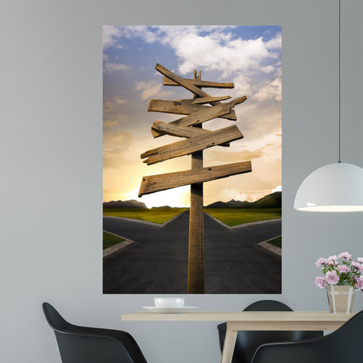 Crossroads with Confusing Directional Wall Decal