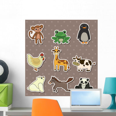 Animal Stickers Wall Decal shown on a wall