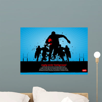 Rugby Poster Wall Decal shown on a wall