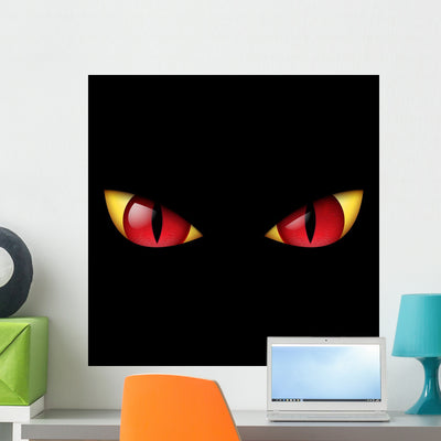 Evil Red Eye Wall Decal shown on a wall