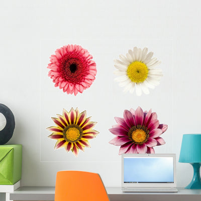 Four Flowers Wall Stickers Wall Decal shown on a wall