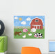 Farm Animals and Barn Cut-Out Illustration - Horizontal Wall Decal