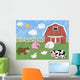Farm Animals and Barn Cut-Out Illustration - Horizontal Wall Decal
