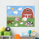 Farm Animals and Barn Cut-Out Illustration - Horizontal Wall Decal