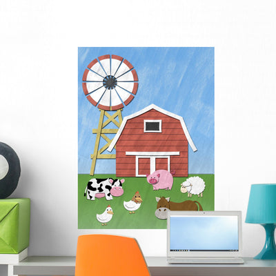 Farm Animal Stand Front Wall Decal shown on a wall