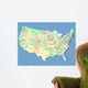 USA Map with Names Wall Decal