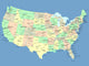 USA Map with Names Wall Decal