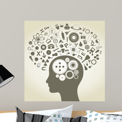 Science Head Wall Decal shown on a wall