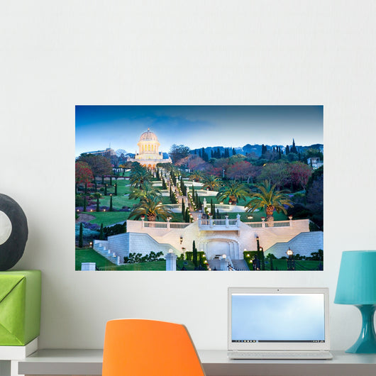 Night Bahai Gardens Israel Wall Decal