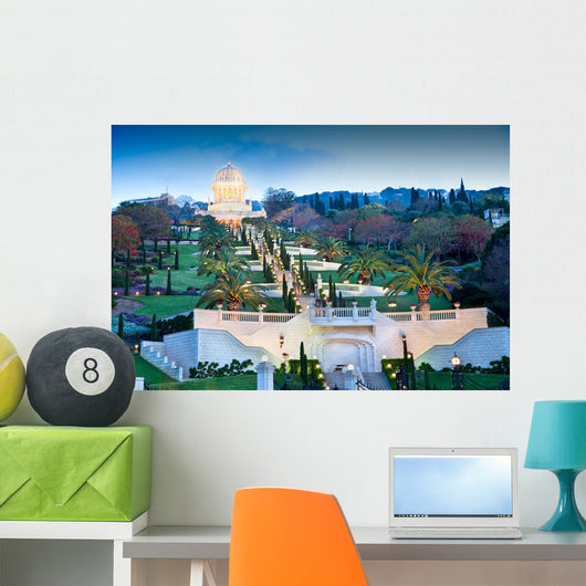 Night Bahai Gardens Israel Wall Decal