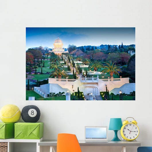 Night Bahai Gardens Israel Wall Decal
