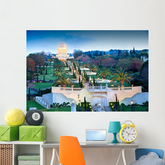 Night Bahai Gardens Israel Wall Decal